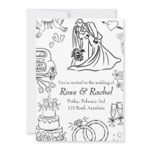 Invitación de boda con línea dibujada