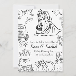 Invitación de boda con línea dibujada 