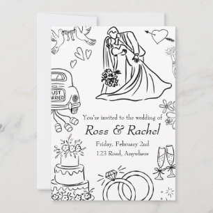 Invitación de boda con línea dibujada 