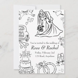 Invitación de boda con línea dibujada