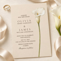 Invitación de boda con lirio de Calla y champán