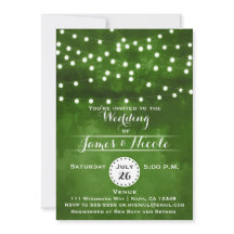 Invitación de boda con luces de cadena de bosque v