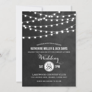 Invitación de boda con luces de cuerda de carbón