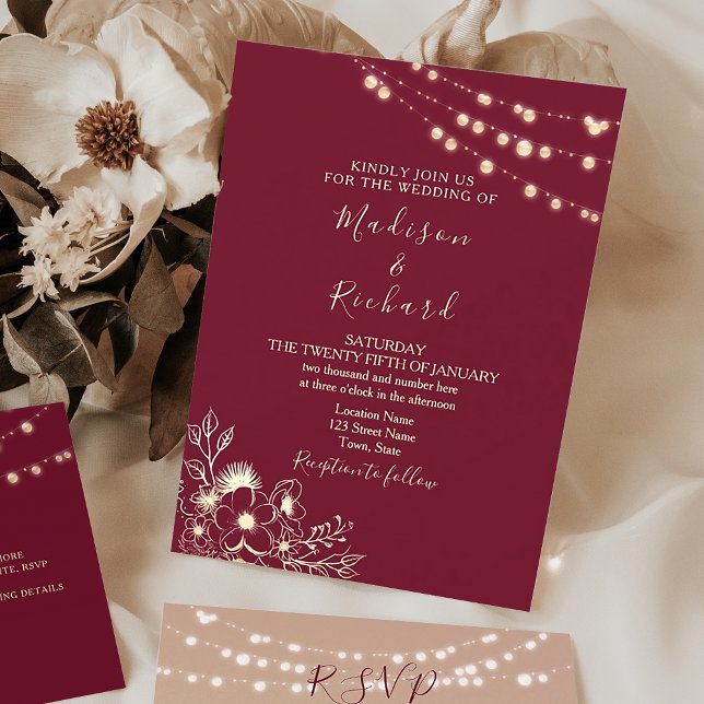 Invitación de boda con luces de cuerda doradas de  (Subido por el creador)