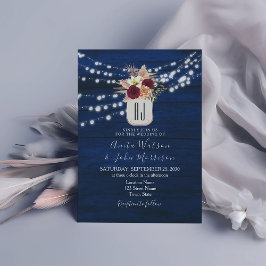 Invitación de boda con luces de cuerda rústicas