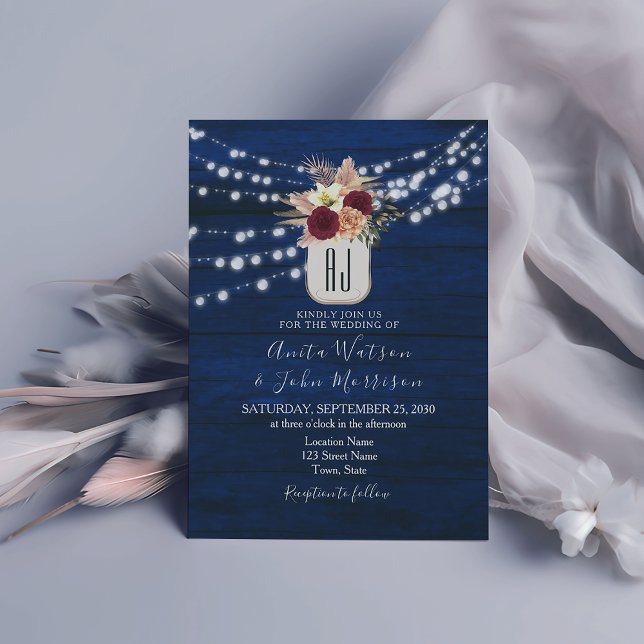 Invitación de boda con luces de cuerda rústicas (Subido por el creador)