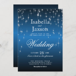 Invitación de Boda con Luces de Estrellas Azules E