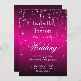 Invitación de Boda con Luces de Estrellas Rosa Bri