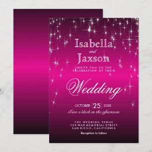 Invitación de Boda con Luces de Estrellas Rosa Bri
