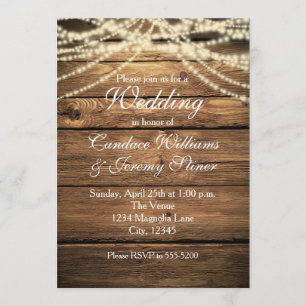 Invitación de boda con luces románticas soñadoras
