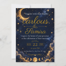 Invitación de boda con luna creciente romántica 
