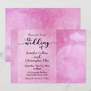 Invitación de boda con mandala de acuarela rosa pr