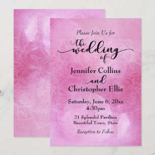 Invitación de boda con mandala en acuarela en rosa