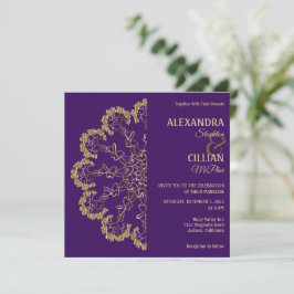 Invitación de boda con mandala floral elegante