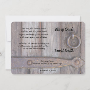 Invitación de boda con manija de puerta de sótano