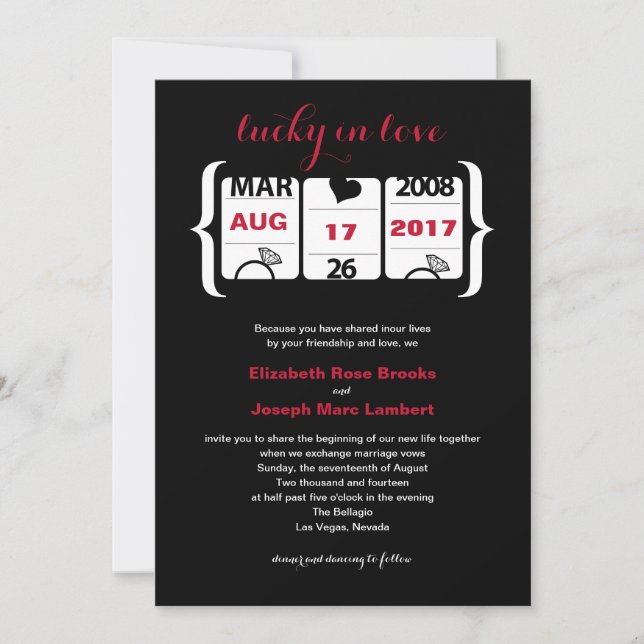 Invitación de Boda con Máquina Tragaperras (Anverso)