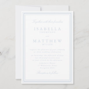 Invitación de boda con marco azul suave