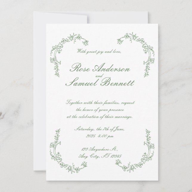 Invitación de boda con marco barroco (Anverso)