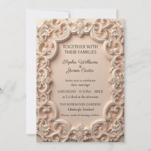 Invitación de boda con marco barroco Ivory Blush