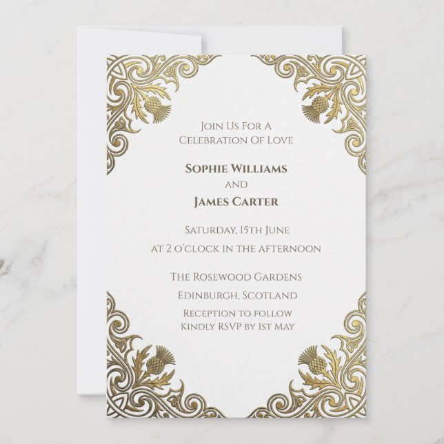 Invitación de boda con marco botánico verde salvia (Anverso)