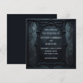 Invitación de boda con marco cuadrado gótico