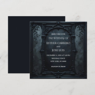 Invitación de boda con marco cuadrado gótico