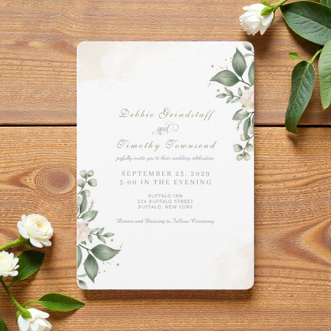 Invitación de boda con marco de acuarela floral ve (Subido por el creador)