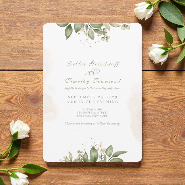 Invitación de boda con marco de acuarela floral ve (Subido por el creador)