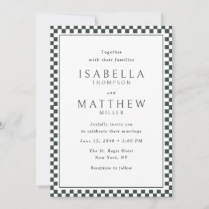 Invitación de boda con marco de cuadros negros