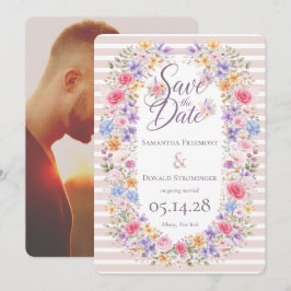 Invitación de Boda con Marco de Flor de Jardín en 