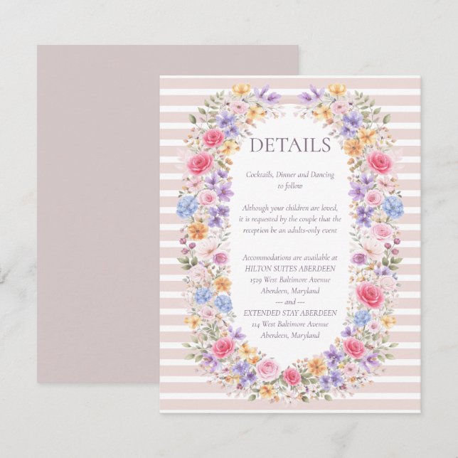 Invitación de Boda con Marco de Flor de Jardín en  (Anverso / Reverso)