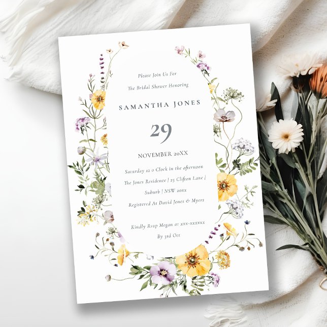 Invitación de boda con marco de flor silvestre de  (Subido por el creador)