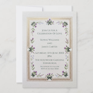 Invitación de Boda con Marco de Flor Silvestre Esc