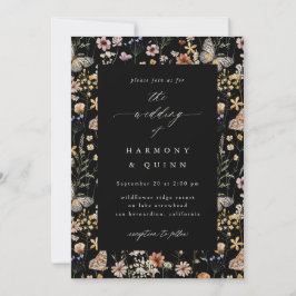 Invitación de boda con marco de flores silvestres 