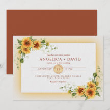 Invitación de boda con marco de girasol