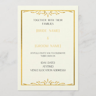 Invitación de boda con marco de oro de lujo