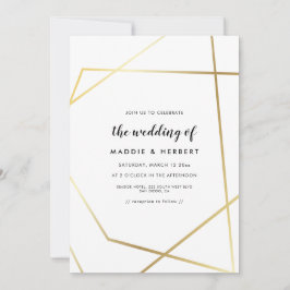 Invitación de boda con marco de oro geométrico mod