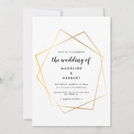 Invitación de boda con marco de oro geométrico mod