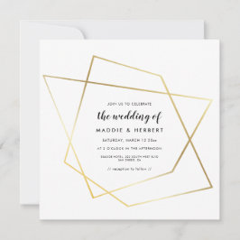 Invitación de boda con marco de oro geométrico mod