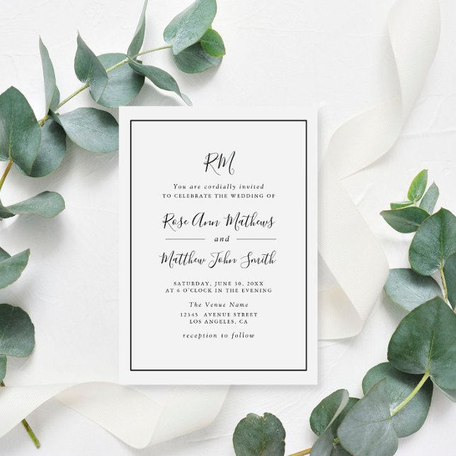 invitación de boda con marco de tipografía simple (Subido por el creador)