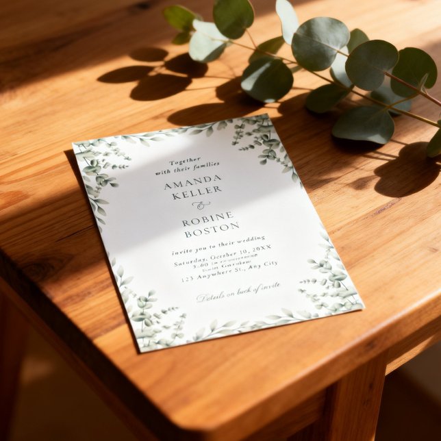 Invitación de boda con marco de vegetación de euca (Subido por el creador)