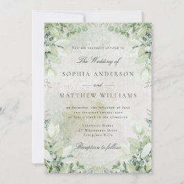 Invitación de boda con marco de vegetación románti