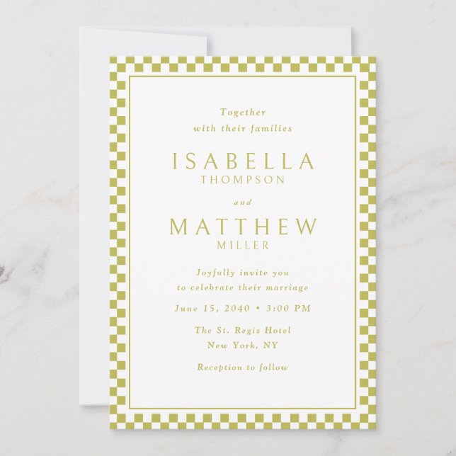 Invitación de boda con marco de verificador de cít (Anverso)