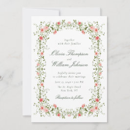 Invitación de boda con marco de viña floral románt