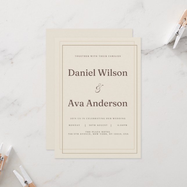 Invitación de boda con marco dorado | D personaliz (Anverso/Reverso In Situ)