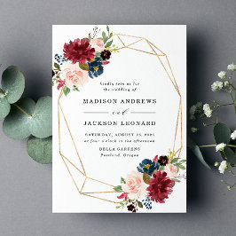 Invitación de boda con marco dorado | Flor encanta