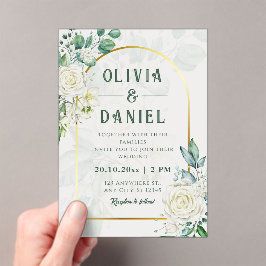 Invitación de Boda con Marco Dorado y Eucalipto Bo