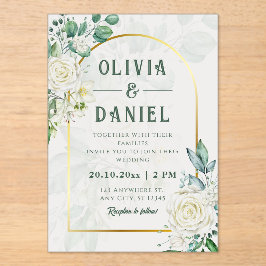 Invitación de Boda con Marco Dorado y Eucalipto Bo