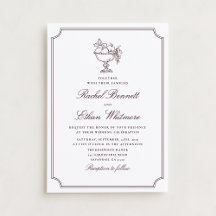 Invitación de boda con marco elegante de Borgoña