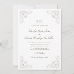 Invitación de boda con marco fantástico - Mocha Mo
